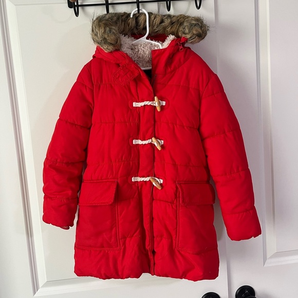 Boden Girl’s Longline Red Puffer- Girl’s Size 7-8yrs - Picture 1 of 10